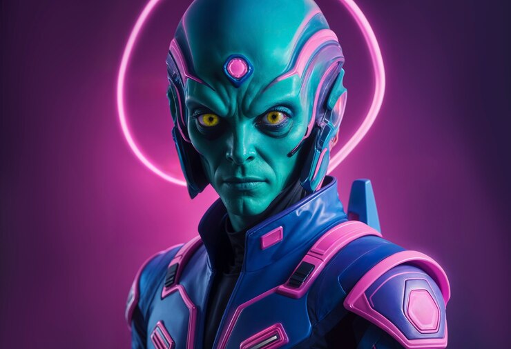 Foto gratuito extraterrestres fantásticos con colores de neón brillantes