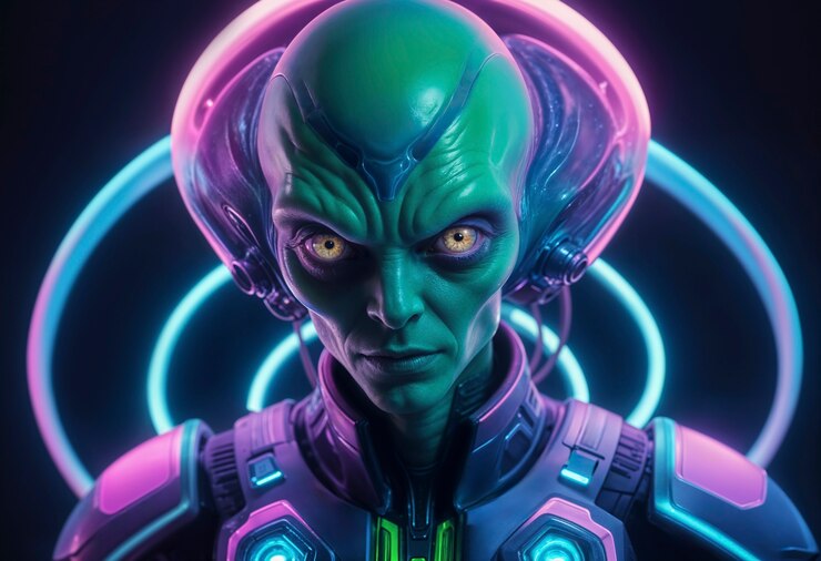 Foto gratuito extraterrestres fantásticos con colores de neón brillantes