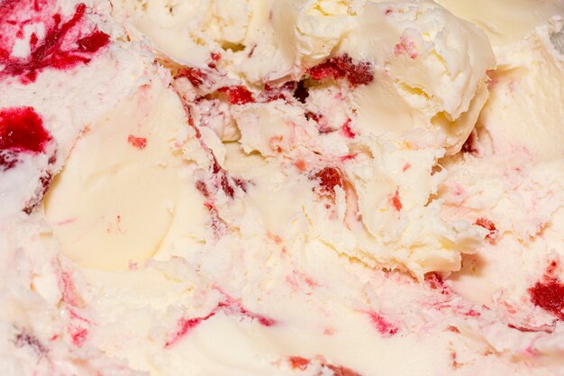 Extreme close-up helado con vainilla y fresas