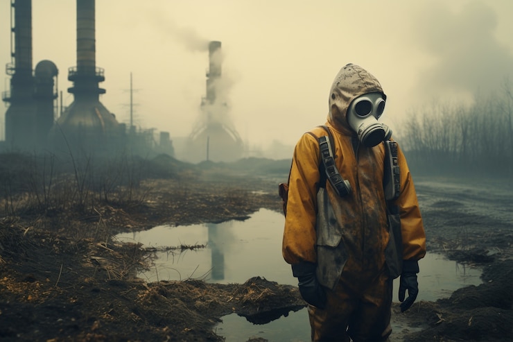 Foto gratuito fábrica que produce contaminación por co2