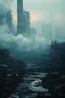 Foto gratuita fábrica que produce contaminación por co2
