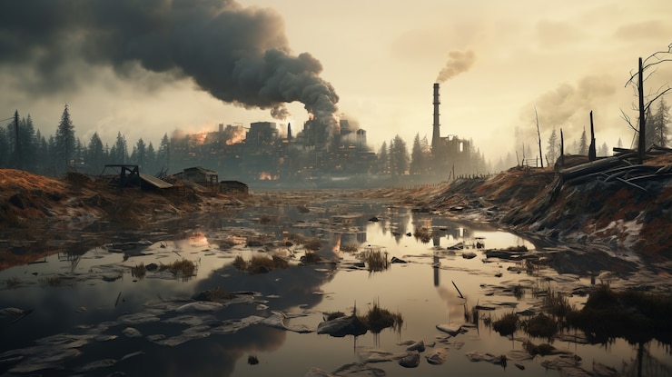 Foto gratuito fábrica que produce contaminación por co2