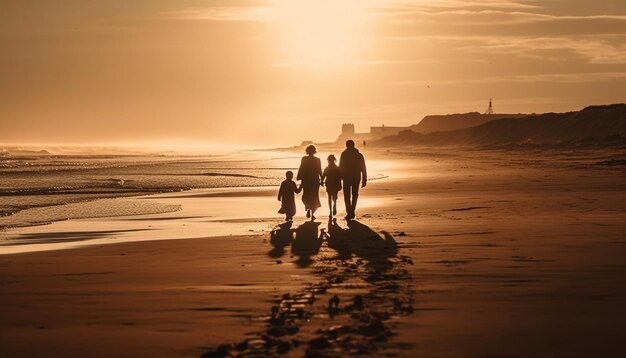 La familia ama la diversión y la unión en la naturaleza generada por IA