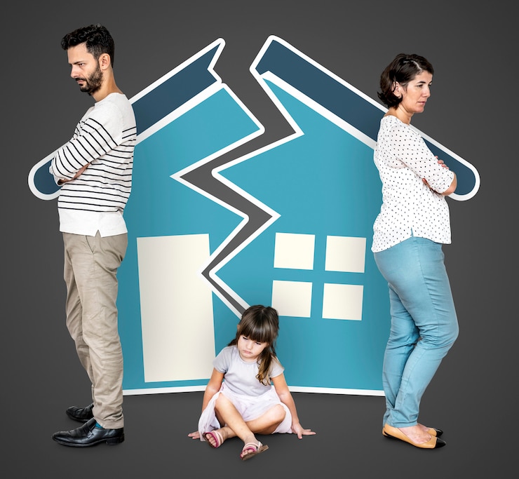 Foto gratuito familia enojada divorciada