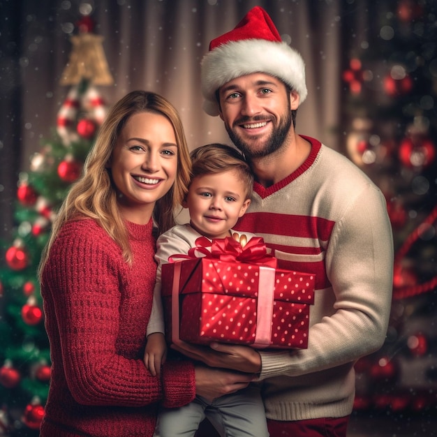 Foto gratuita familia feliz en el estado de ánimo de navidad