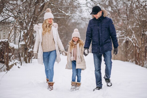 Familia juntos en un parque de invierno