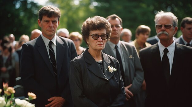 Familia de luto triste en el funeral