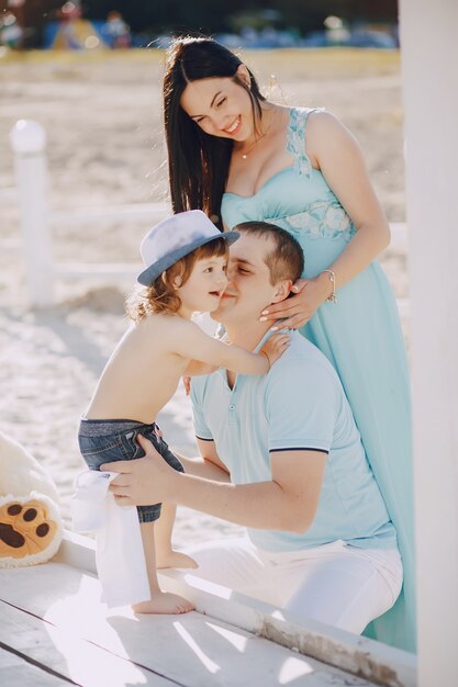 familia en una playa