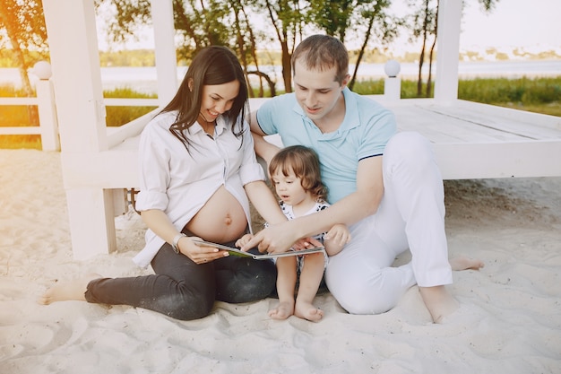 familia en una playa