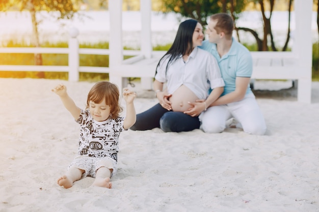 familia en una playa