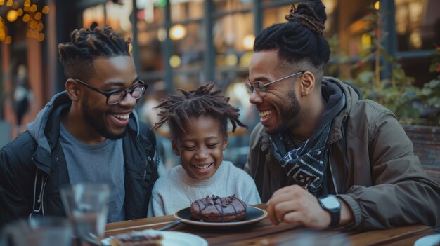 Foto gratuita familia de tiro medio comiendo un delicioso chocolate