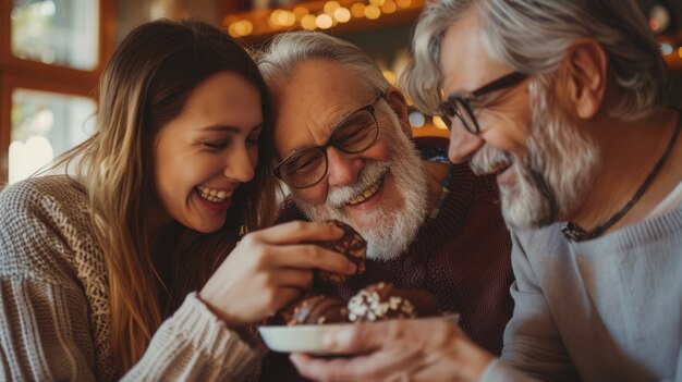 Foto gratuita familia de tiro medio comiendo un delicioso chocolate