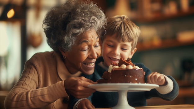 Foto gratuita familia de tiro medio comiendo un delicioso chocolate