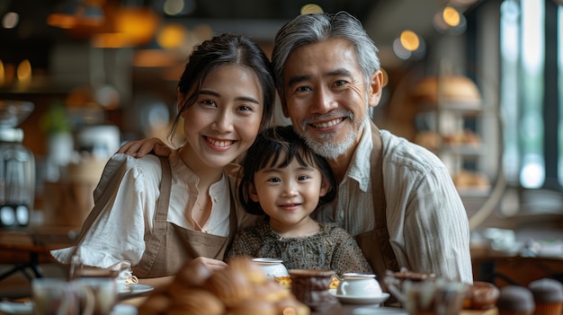 Familia de tiro medio comiendo un delicioso chocolate