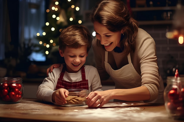 Foto gratuita familia de tomas medianas celebrando la navidad en casa