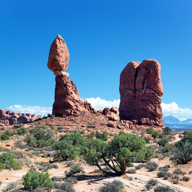 Famosas rocas rojas en el Parque Nacional Arches, Utah, EE.