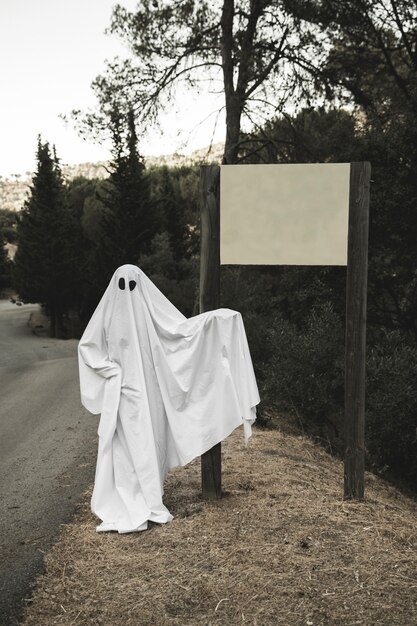 Fantasma apuntando al tablero de la muestra