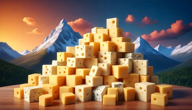 Foto gratuita fantástica montaña hecha de queso