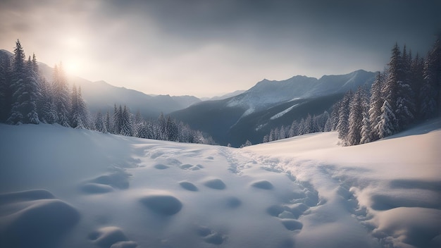 Fantástico paisaje invernal brillando por la luz del sol Espectacular escena invernal Cárpatos Ucrania Europa Mundo de la belleza