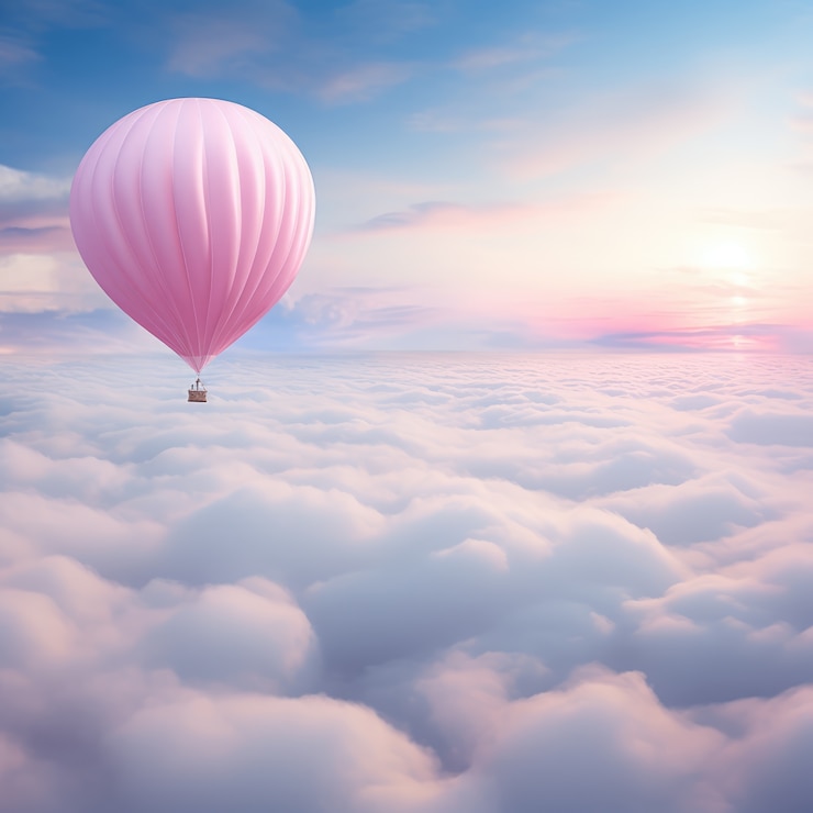 Photo Gratis fantasy style clouds and hot air balloon