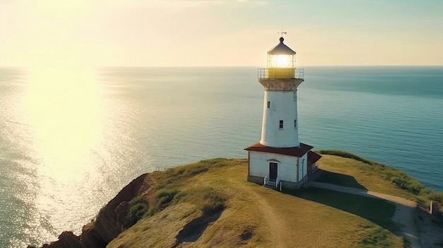 Foto gratuita faro rodeado de agua