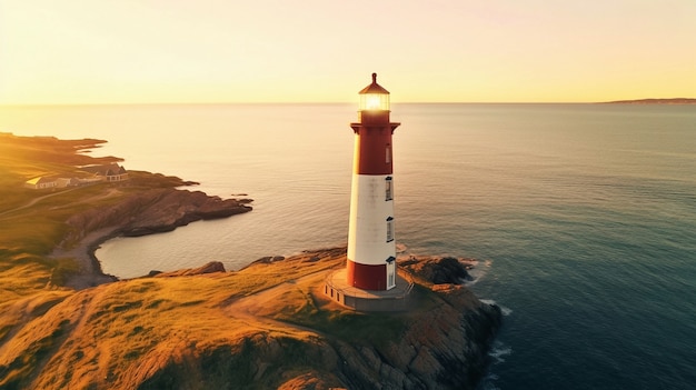 Foto gratuita faro rodeado de agua