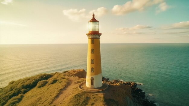 Faro rodeado de agua