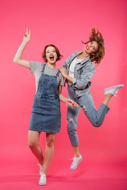 Felices dos mujeres amigos aislados