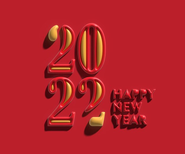 Feliz año nuevo 2022 diseño de tipografía de texto en 3D.