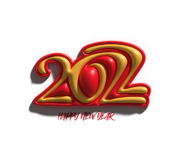 Feliz año nuevo 2022 diseño de tipografía de texto en 3D.