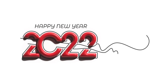 Feliz año nuevo 2022 diseño de tipografía de texto en 3D.
