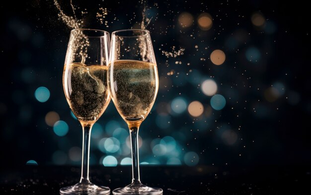 Feliz celebración de año nuevo con bebida