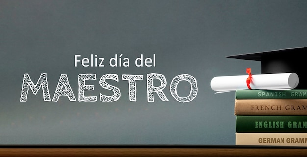 Feliz celebración del día del maestro en español.