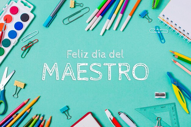 Foto gratuita feliz celebración del día del maestro en español.