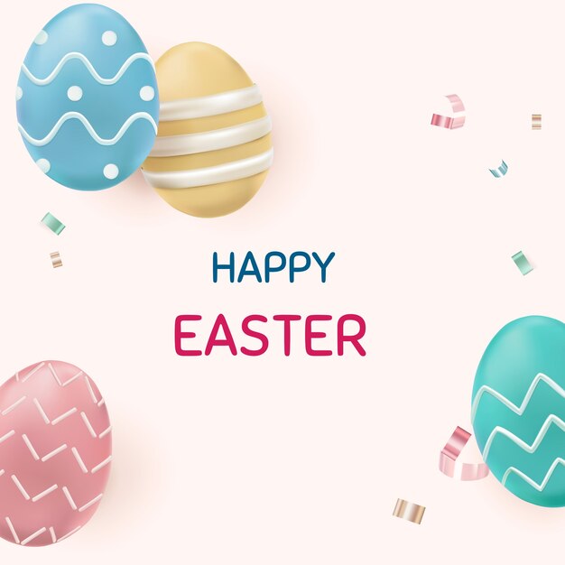 Feliz celebración del festival de huevos coloridos de Pascua saludo publicación en las redes sociales