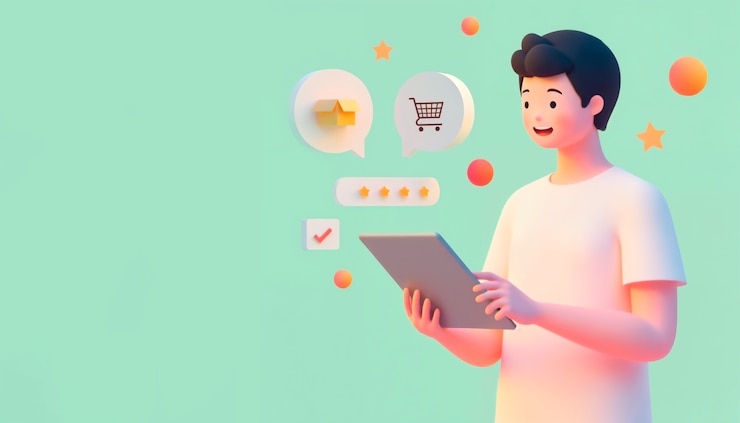 Foto gratuito una feliz experiencia de compras en línea