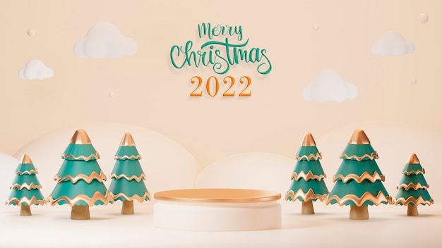 Feliz navidad 2022 con abetos