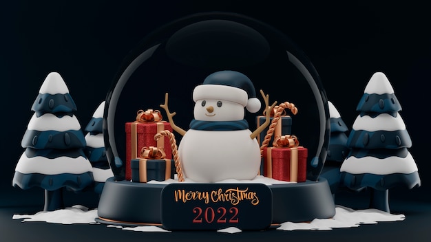 Foto gratuita feliz navidad 2022 con muñeco de nieve