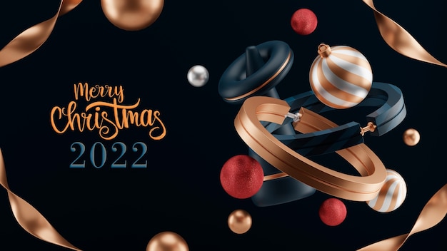 Foto gratuita feliz navidad 2022 saludos con adornos