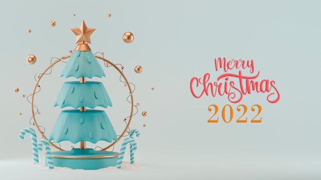 Feliz navidad 2022 saludos con arbol