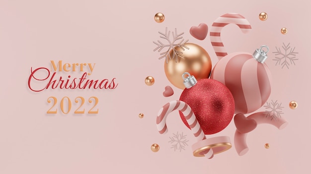 Foto gratuita feliz navidad 2022 saludos con decoraciones