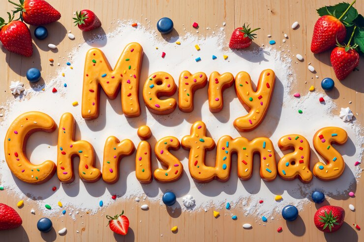 Foto gratuito feliz navidad letras de fondo