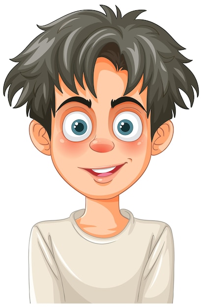Feliz niño de dibujos animados con ojos grandes