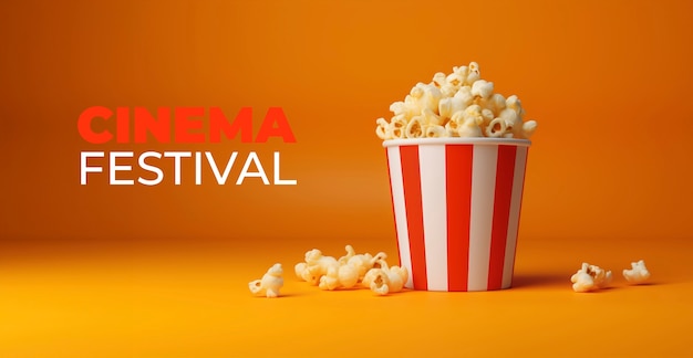 Foto gratuita festival de cine en 3d con taza de palomitas de maíz