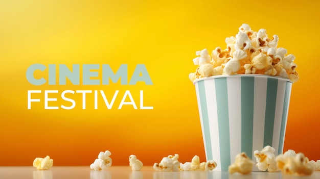 Foto gratuita festival de cine en 3d con taza de palomitas de maíz