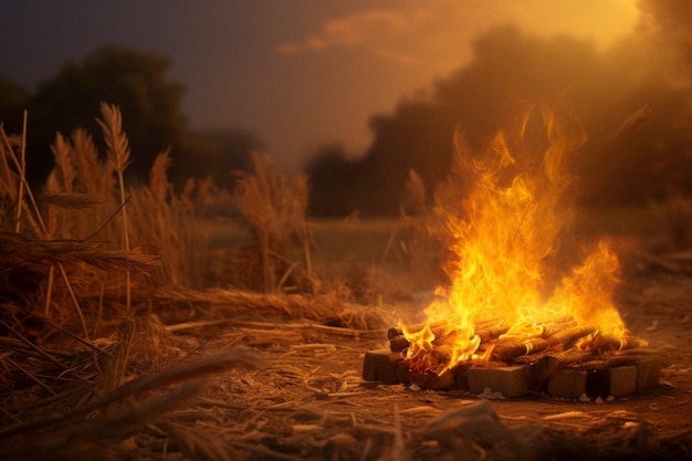 Foto gratuita festival de lohri fotorrealista con fuego