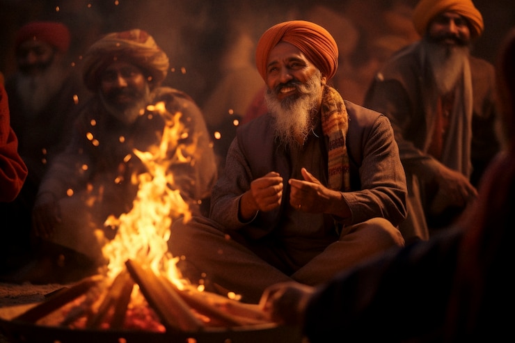 Foto gratuito el festival de lohri fotorrealista con el hombre celebrando