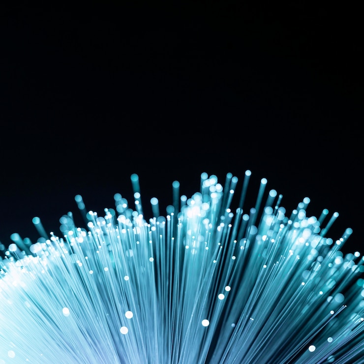 Foto gratuito fibra óptica azul con espacio de copia