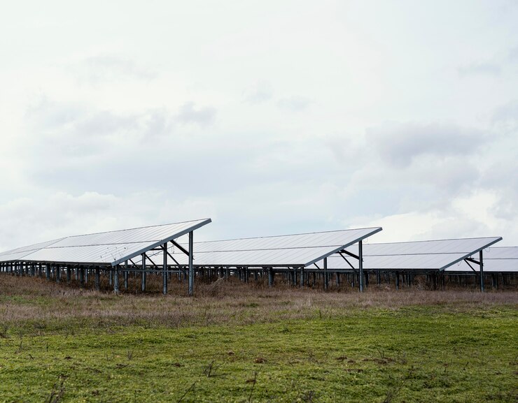 Photo Gratis field with lots of solar panels