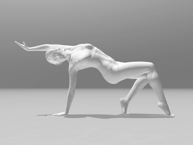 figura femenina 3D en una pose gimnástica